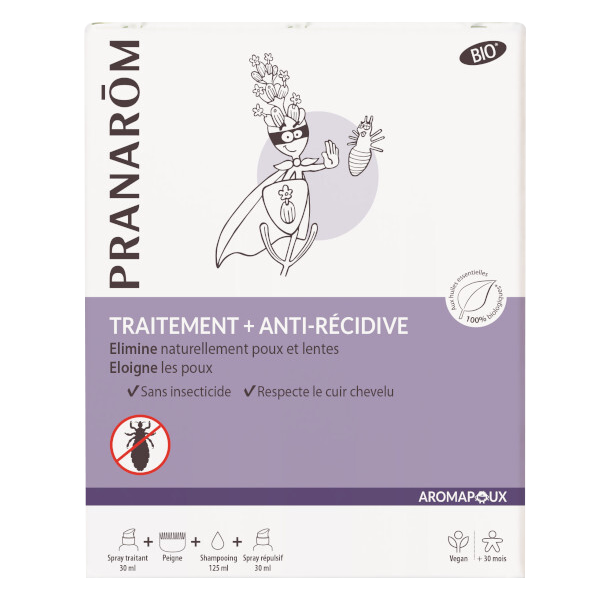 Pranarom Aromapoux Traitement Anti-Poux Bio 3 en 1 + Peigne